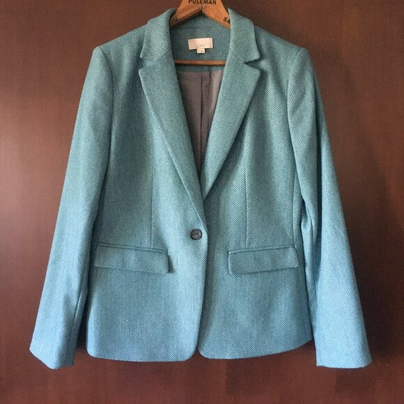 LOFT Jackets & Blazers - LOFT blue herringbone blazer 4 NWOT